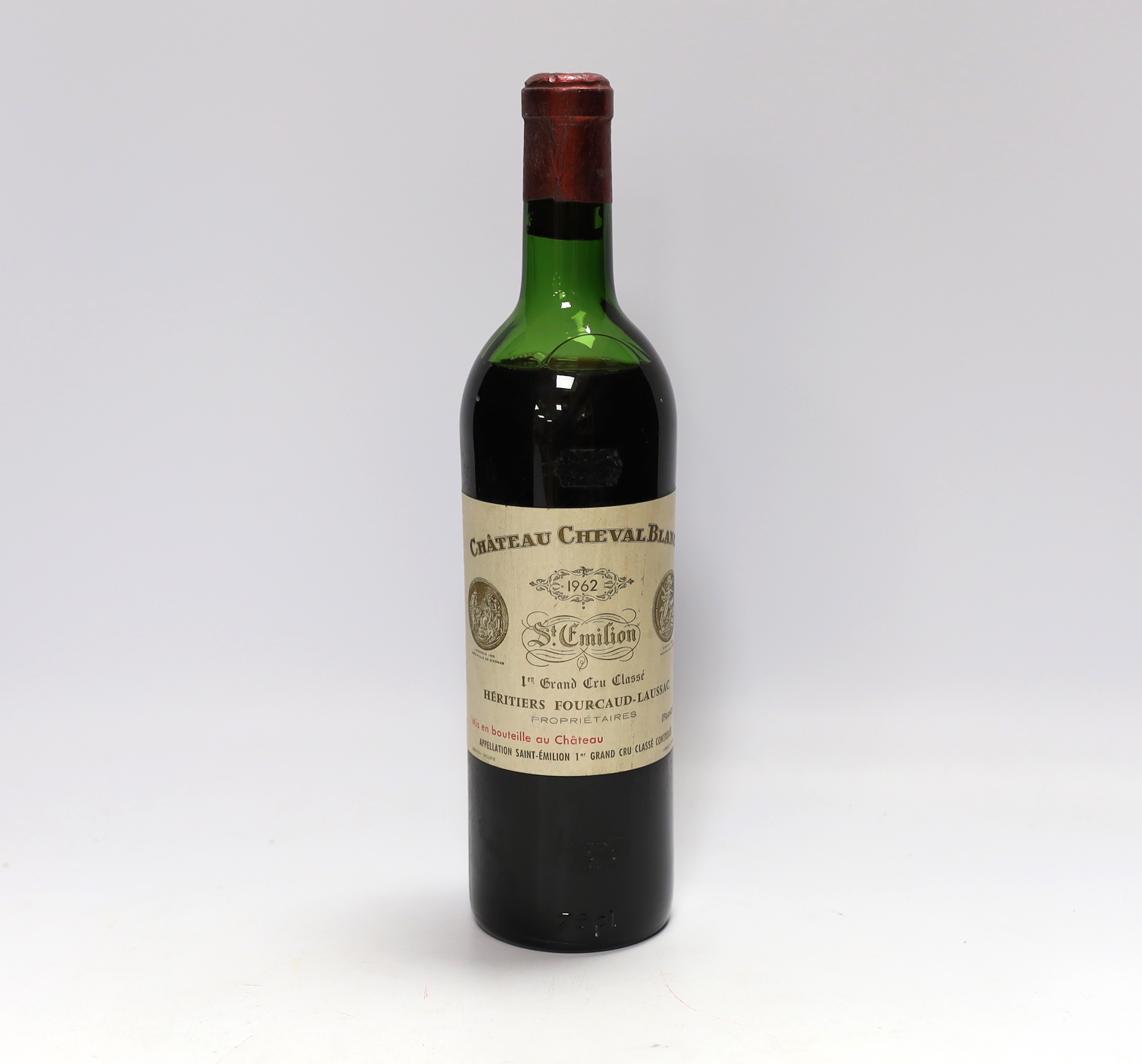 A bottle of Chateau Cheval Blanc 1962